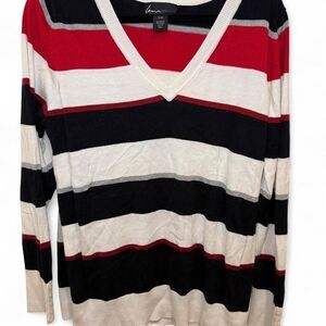 Lane Bryant Women's White Red & Navy Blue Striped Nautical Jumper Sweater